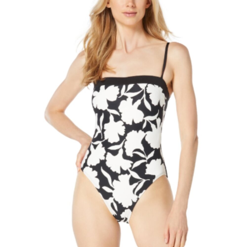 Michael Michael Kors Women's Printed Square-Neck One-Piece Swimsuit - Black